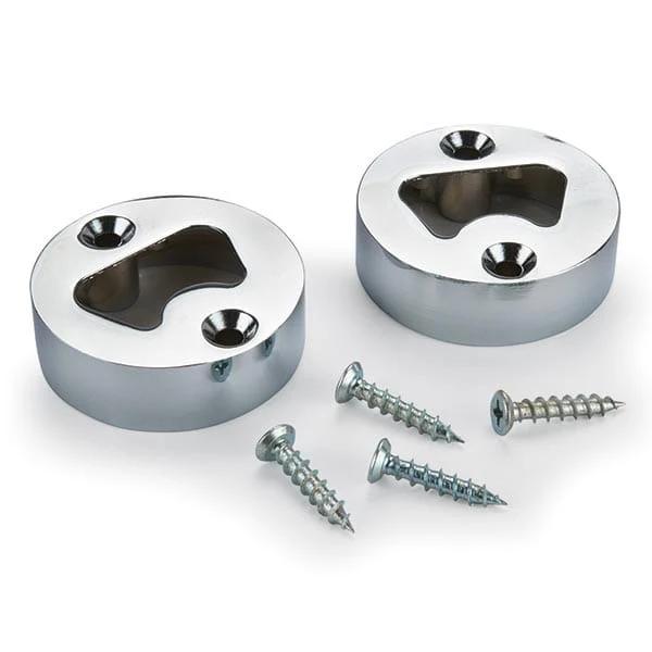 Bottle Opener Kit - 1-1/2" - Round - Chrome - 2 Pack